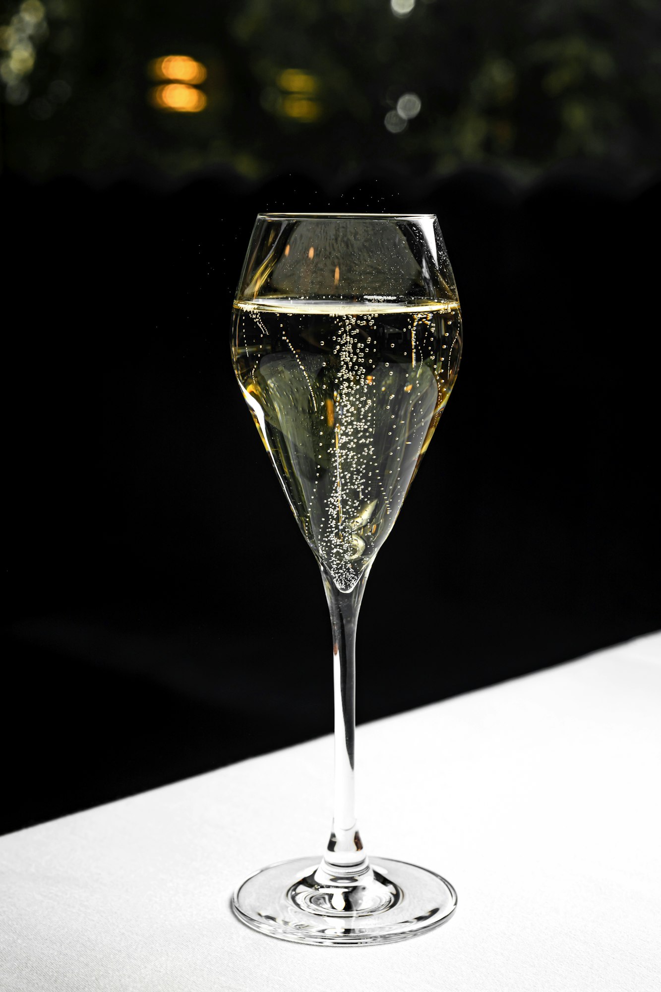A glass of sparkling wine or champagne